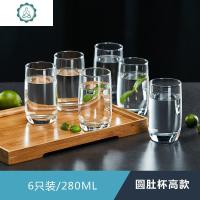 青苹果加厚玻璃杯6只套装家用水杯耐热牛奶果汁杯泡茶啤酒杯透明 封后 庄园高款280ML买6送6