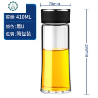 玻璃杯U6-U9/V23/V25单双层手工烧制弧度水晶杯高硼硅高耐热 封后 U7-黑U-410ML-单层