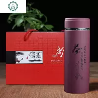 毕业季紫砂内胆保温杯紫砂杯男士带茶隔大容量600陶瓷茶杯 封后 简洁紫砂色400