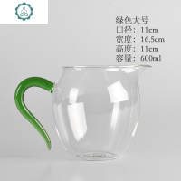 蛋型玻璃公道杯 带把蛋盅茶海 绿钻手工耐热高硼硅 分茶器 封后 绿色特大号600茶具