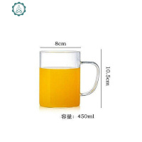 耐热高硼硅玻璃杯微波炉牛奶杯家用花茶杯 带把水杯 办公室绿茶杯 封后 矮款牛奶杯450ML耐热/高硼硅玻璃