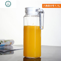 耐热冷水壶玻璃凉水壶花茶壶大容量家用创意果汁壶饮料壶扎壶 封后 八角壶1.1