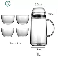 2密封玻璃壶夏天冰箱冷水壶泡柠檬北欧凉水壶凉杯凉壶家用 封后 1.0款+4只壶盖杯