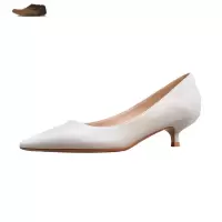 Ideamini低跟单鞋女 2021新款伴娘鞋女小跟工作鞋猫跟白色宴会高跟鞋女3CM休闲鞋