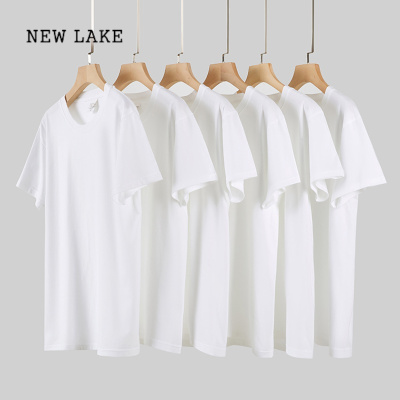 NEW LAKE纯白色t恤男女短袖纯棉纯色空白体恤扎染用DIY手绘画画涂鸦文化衫