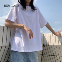 NEW LAKE棉质黑白色短袖t恤女夏2024年新款宽松韩版大码多色网红ins火潮