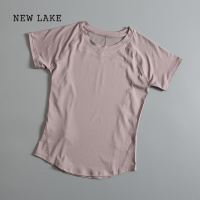 NEW LAKE运动t恤女2024年夏季新款瑜伽健身跑步服女士短袖透气宽松速干衣
