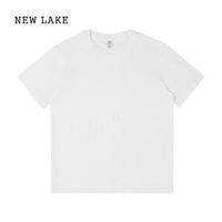 NEW LAKE至简纯棉t 230G纯色t恤女短袖夏季2024新款圆领内搭白色打底衫男
