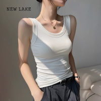 NEW LAKE背心女内搭2024新款白色高级感西装打底衫黑色无袖上衣小吊带工字