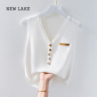 NEW LAKE吊带背心女内搭西装宽松薄款针织上衣洋气时髦无袖白色新款打底衫