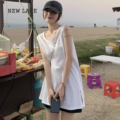 NEW LAKE美式复古纯棉吊带运动坎肩背心无袖t恤女夏季外穿篮球服宽松上衣