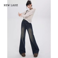 NEW LAKE美式复古高街不贴腿微喇叭牛仔裤女夏季薄款高腰显瘦阔腿马蹄裤子