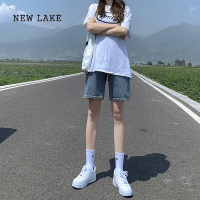 NEW LAKE高腰牛仔短裤女夏天薄款2024新款5分中裤直筒宽松显瘦阔腿五分裤