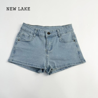 NEW LAKE2024年夏季新款低腰牛仔短裤女弹力紧身百搭复古千禧辣妹性感热裤