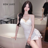 NEW LAKE夜场女装工作服夜总店性感显胸吊带连衣裙春季新款荷叶边包臀裙子