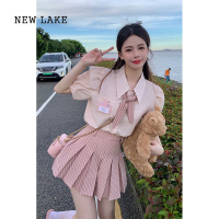 NEW LAKE夏季甜辣学院风JK制服连衣裙盐系穿搭轻熟甜美高级感两件套装裙子