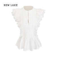 NEW LAKE高级感法式新中式纯色百搭现代中式风盘口立领小飞袖上衣连衣裙