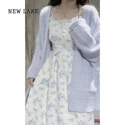 NEW LAKE今年流行漂亮绝美奶fufu套装裙茶歇法式碎花吊带连衣裙子小众设计