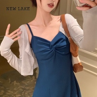 NEW LAKE大码女装冰川美人法式气质纯欲设计感吊带裙夏季高级感脚踝连衣裙