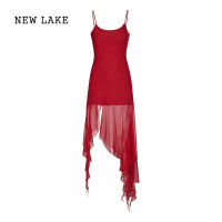 NEW LAKE"情迷莫妮卡"红色吊带连衣裙女夏性感都市辣妹裙子