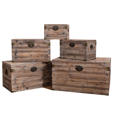 皇豹实木收纳箱装饰小木箱复古木箱子带锁大号储物箱整理箱储存衣服质衣箱