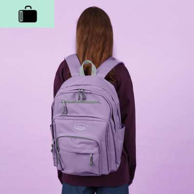 好看书包女韩版高中生大学生防水紫色双肩包大容量ins风电脑背包NEW LAKE