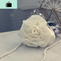 Rose。白玫瑰白纱立体花朵镶水钻手拿手提包女礼服ins珍珠网红包NEW LAKE