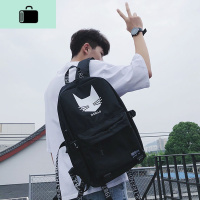 韩版帆布背包初中高中大学生书包男时尚潮流青少年双肩旅行电脑包NEW LAKE 大猫