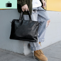简约时尚男包韩版商务手提包 单肩包斜挎包男士包包公文包男NEW LAKE 黑色男士手提包