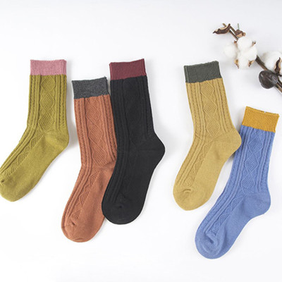 [5双/10双]潮袜里外皆棉女袜冬季加厚粗线ins毛线袜子日系堆堆袜女学院风长筒袜