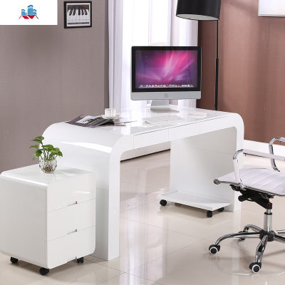 电脑桌台式现代简约时尚写字台白色烤漆北欧个性办公桌可定做 泰空仓