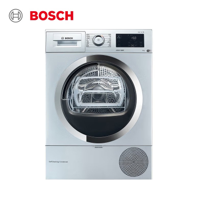 博世 BOSCH WTU87RH80W 9公斤 除菌烘干 婴幼烘 智能滚筒干衣机 原装进口 热泵 家居互联(银色)