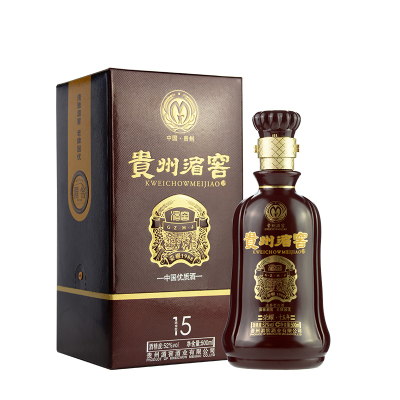 贵州湄窖酒厂直销荣耀十五年52度浓香型白酒纯粮食老酒单瓶礼盒