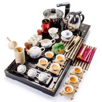 紫砂茶杯茶壶茶盘喝茶功夫茶具套装家用简约整套电热磁炉实木茶道