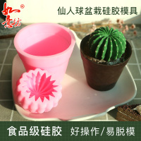 仙人球盆栽巧克力硅胶模具蛋糕装饰创意diy烘焙工具立体插件插片