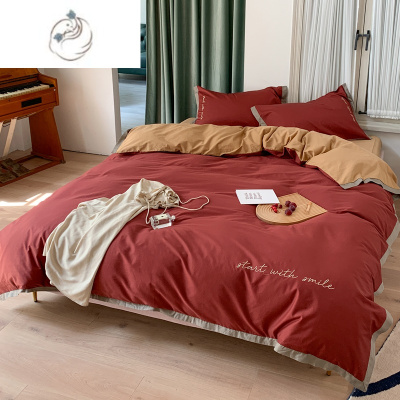 舒适主义实拍新款被套四件套纯色时尚简约风床单床笠床上用品1.8m