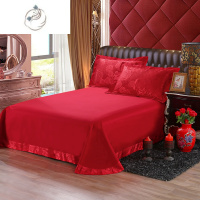 舒适主义结婚双人大红单品大床婚庆三件套纯色飞边磨毛床上枕套1.8床