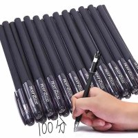 中性笔黑色水笔学习用品红笔芯签字笔考试专用碳素笔针管头蓝黑笔