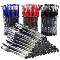 买2份送笔筒欧标中性笔0 5子笔芯黑红蓝色水性写字签字笔