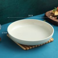 微波炉盘子碟子吐骨头家用创意可爱小麦秸秆餐盘塑料碟水果盘菜盘 [加厚加深菜盘]北欧米色20CM 特划算[八个盘]