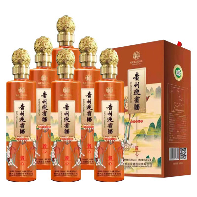 迎宾贵州酱心53度酱香型白酒(礼盒装)500ml*6瓶