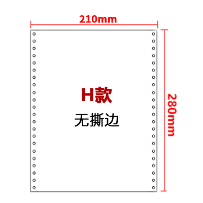 针式凭证纸打印纸针孔连打80克单层会计财务电脑空白凭证纸 H款无撕边210x280(1000份/箱)