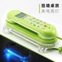 小分机来电显示电话机座机面包机壁挂小挂机固定电话 1027-绿色-挂墙/桌用