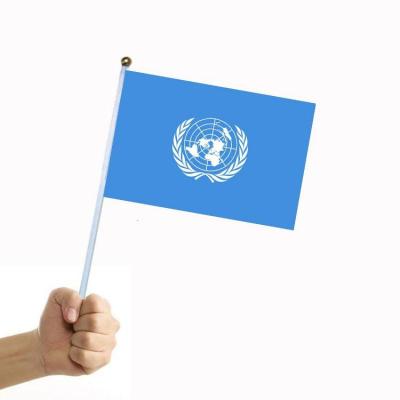 联合国国旗123456号联合国旗帜各国国旗万国旗各国组织旗 8号21*14厘米手摇旗10面送杆