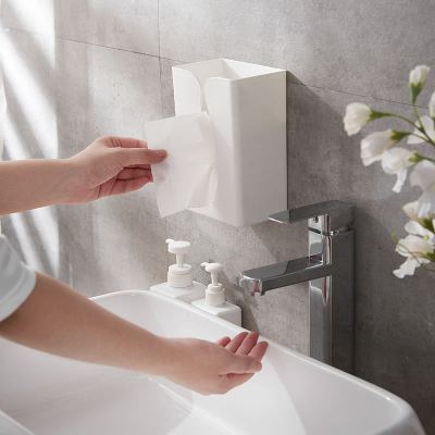 创意免打孔纸巾盒厕所方形纸巾架壁挂式纸巾抽厨房客厅纸巾盒收纳