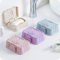 创意居家玫瑰花带盖防水香皂盒 卫生间沥水皂托肥皂盒