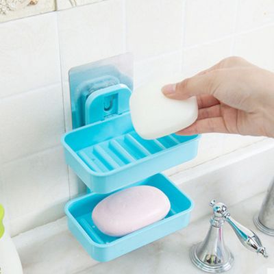 强力吸盘肥皂盒双层大号沥水浴室皂架创意壁挂置物架卫生间香皂盒