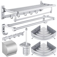 毛巾架免打孔太空铝卫生间浴室置物架浴巾架卫浴五金挂件套装
