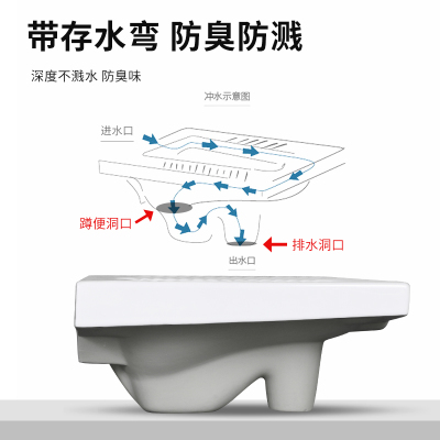 家用陶瓷蹲便器冲水箱套装卫生间便盆便池蹲厕蹲坑式防臭