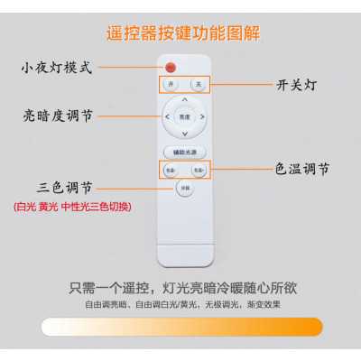 吸顶灯改造灯板灯条长条灯芯遥控调光 灯带贴片 h灯管灯泡灯盘